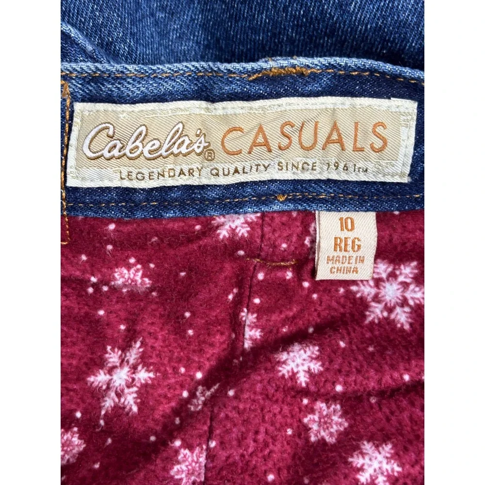 Cabelas Flannel Lined Jeans Womens 10 Reg Blue Cotton Fleece Winter Denim Boho